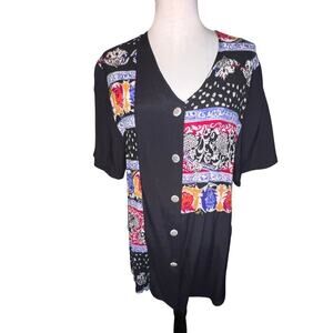 Urban Wear Womens Size M Mix Media Art to Wear GypsieGoth Stretchy Decor Button